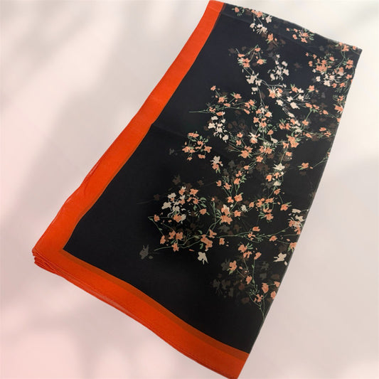 Floral Elegance Hijab Scarf - Midnight Blossom