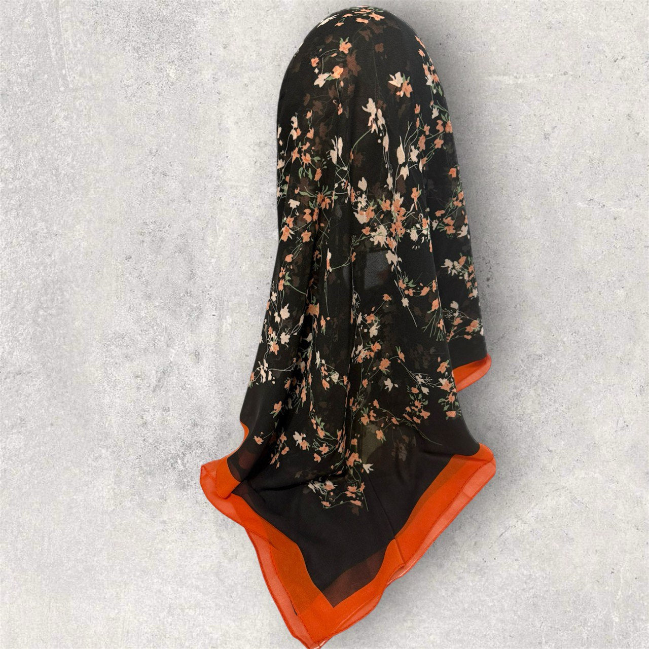 Floral Elegance Hijab Scarf - Midnight Blossom